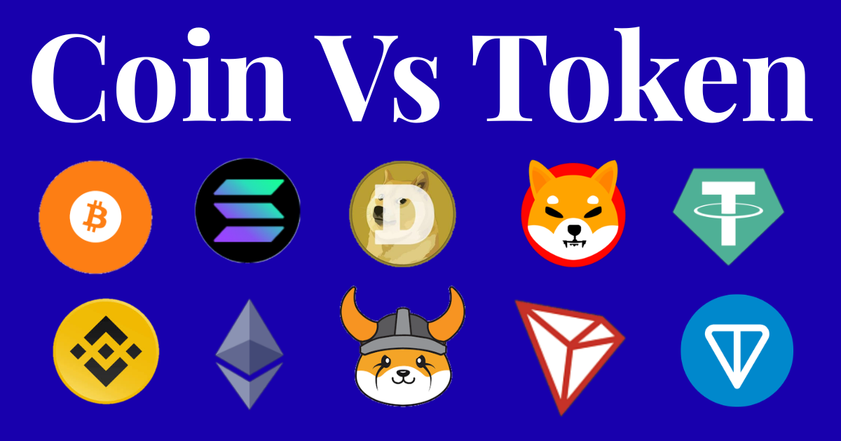 Infographic explaining the fundamental difference between cryptocurrency coins and tokens